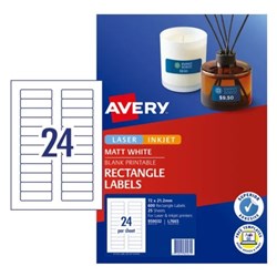 Avery Media Laser Labels Mini Data Cartridge 72x21.1mm L7665 24UP 25 sheet