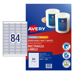 Avery Media Laser Labels White L7656 46x11.11mm 84UP 2100 Labels 25 Sheets