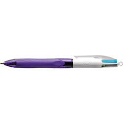 Bic 4 Colour Fashion Grip Ballpoint Pen Retractable Medium 1mm Pack of 10
