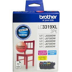 Brother LC3319XL Ink Cartridge Assorted Colours Value Pack of 3