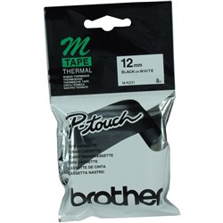 Brother M-K231 PTouch Tape Cassette 12mmx8m Black On White Tape