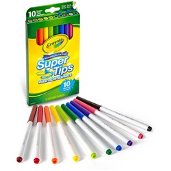 Crayola Thinline Markers SuperTips washable 10 Assorted