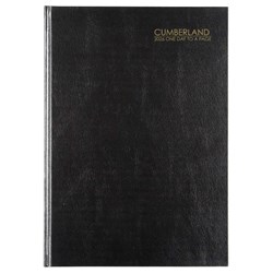 CUMBERLAND CLASSIC DIARY Day To Page Casebound A4 Black