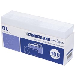 Cumberland Envelope DL Strip Seal Window Face Secretive White Pack Of 100