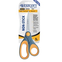 Westcott Titanium Scissors 203mm Bonded Straight Handle Non Stick Grey