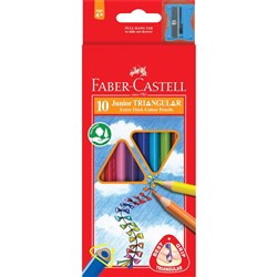 Faber-Castell Jumbo Coloured Triangular Pencils With Sharpener Pack of 10