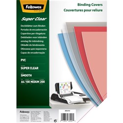Fellowes Binding Covers A4 200 Micron PVC Clear Pack of 100