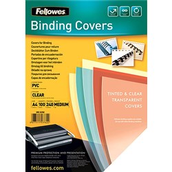 Fellowes Binding Covers A4 240 Micron PVC Clear Pack of 100
