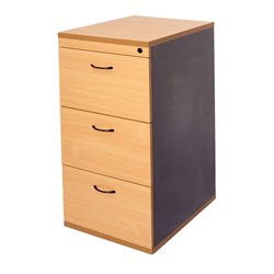 Rapid Worker 3 Drawer Filing Cabinet 990Hx465Wx600D Lockable Beech & Ironstone