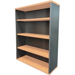 Rapid Worker Bookcase 1200H x 900W x 315mmD 3 Shelf Beech & Ironstone