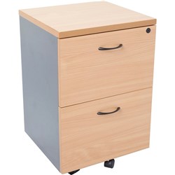 Rapid Worker Mobile Pedestal 2 Filing Drawers Beech & Ironstone