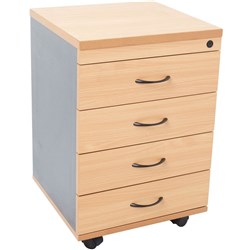 Rapid Worker Mobile Pedestal 4 Drawers Beech & Ironstone