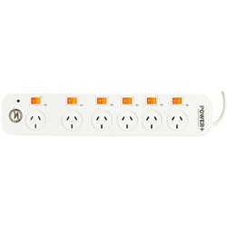 Powerplus 6 Outlet Powerboard Individual Switch Surge And Overload Protection