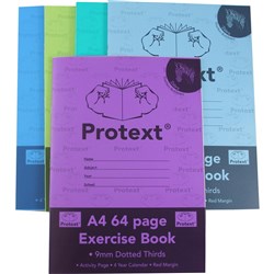 Protext Exercise Book A4 9mm Dotted Thirds 64 Page - Zebra