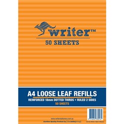 Writer Loose Leaf Refills A4 18mm Dotted Thirds Pack of 50