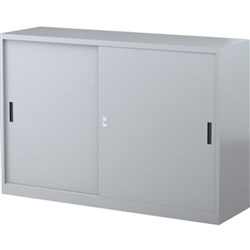 Steelco Sliding Door Cabinet 2 Shelves 1500W x 465D x 1015mmH Graphite Ripple