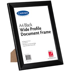 Carven Document Frame Plastic A4 Wide Profile Black