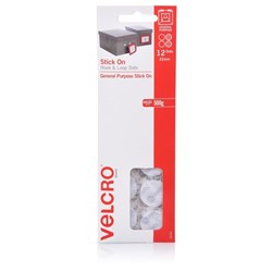 Velcro Brand Hook & Loop 22mm Dots Stick On 12 Dots White