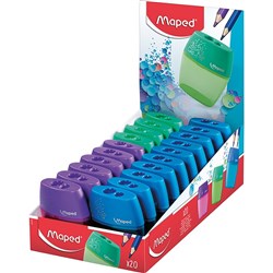 Maped Shaker Sharpener 2 Hole Plastic Assorted Colours Box Of 20