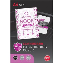 GBC Binding Covers A4 300gsm Leathergrain Pack of 100 Black