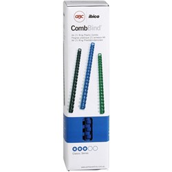 GBC Plastic Binding Comb 10mm 21 Ring 65 Sheets Capacity Blue Pack of 100