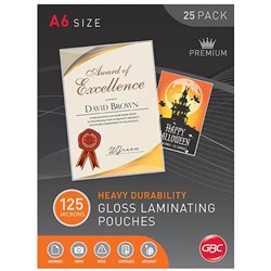 GBC Laminating Pouches A6 125 Micron Pack of 25