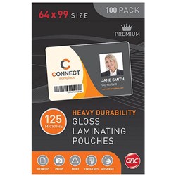 GBC Laminating Pouches 64x99mm 125 Micron Pack of 100