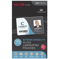 GBC Laminating Pouches 65X108mm 175 Micron Pack of 100
