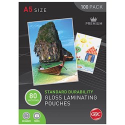 GBC Laminating Pouches A5 80 Micron Gloss Pack of 100