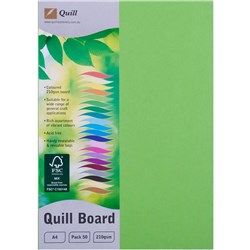 Quill Board A4 210gsm Lime Pack of 50
