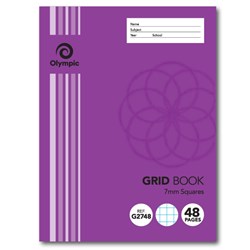 Olympic Exercise Book 225x175mm 7mm Grid 48 Page QLD Ruling G2748