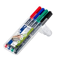 Staedtler 313 Lumocolor Permanent Pens Superfine 0.4mm Assorted Colours Wallet Of 4