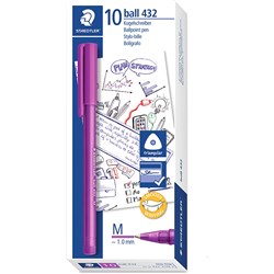 Staedtler 432 Stick Triangular Ballpoint Pen Medium 1.0mm Purple Box 10
