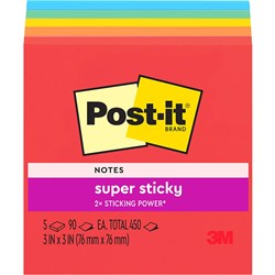 Post-It 654-5SSAN Super Sticky Note 76x76mm Marrakesh 90 Sheet Pack of 5