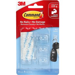 Command 17006CLR Mini Hooks Clear Pack of 6