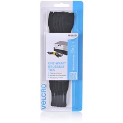 Velcro Brand Reusable Cable Ties 25x200mm Black Pack Of 5