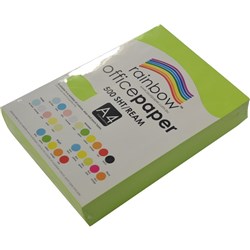 Rainbow Office Copy Paper A4 80gsm Fluoro Green Ream of 500