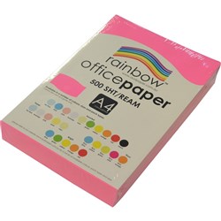 Rainbow Office Copy Paper A4 80gsm Fluoro Pink Ream of 500