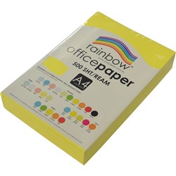 Rainbow Office Copy Paper A4 80gsm Fluoro Yellow Ream of 500