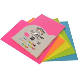 Rainbow Office Copy Paper A3 75gsm Fluoro Assorted Pack of 100