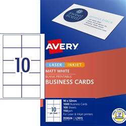 Avery Business Cards L7415 10UP Multi-Purpose 90 x 52mm White 1000 Cards 100 Sheets