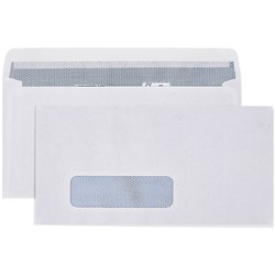 Cumberland DL Laser Envelopes 110x220 Strip Seal Window Face White Secretive Box Of 500