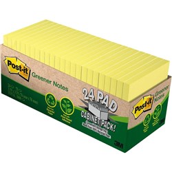 Post-It 654R-24CP-CY Greener Note Cabinet Pack 76x76mm Recycled Yellow Pack of 24