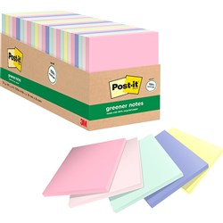 Post-It 654R-24CP-AP Greener Note Cabinet Pack 76x76mm Recycled Pastel Pack of 24