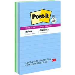 Post-It 660-3SST Super Sticky Notes 101x152mm Recycled Lined Bora Bora Ass Pack of 3