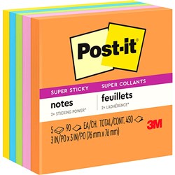 Post-It 654-5SSAU Super Sticky Notes 76mmx76mm Rio De Janeiro Assorted Pack of 5