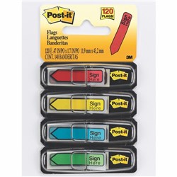 Post-It 684-SH Flags Twin Pack 12x45mm Sign Here Assorted Pack of 120