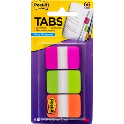 Post-It 686-PGO Durable Tabs 25x38mm Pink Green Orange Pack of 66