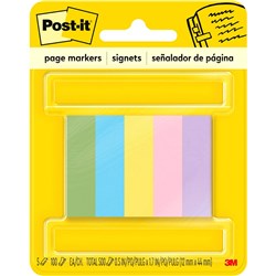 Post-It 670-5AU Page Markers 12x44mm Jaipur Assorted 100 Sheet Pad Pack of 5