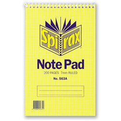 Spirax 563A Notebook Reporter 200x127mm Ruled 200 Page Top Opening